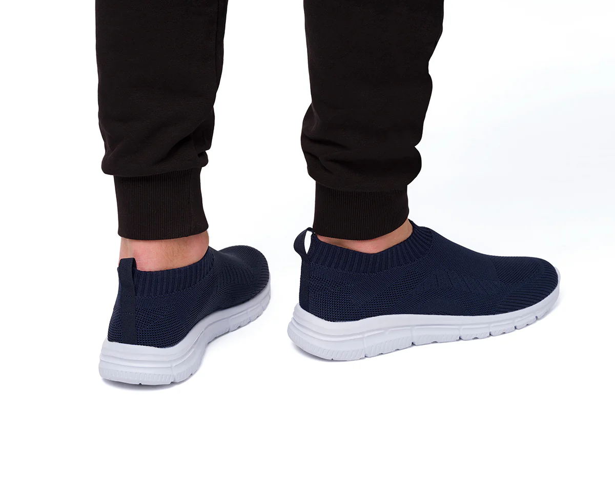 Sneakers slip-on blu in tessuto mesh da uomo Jog - Image 3