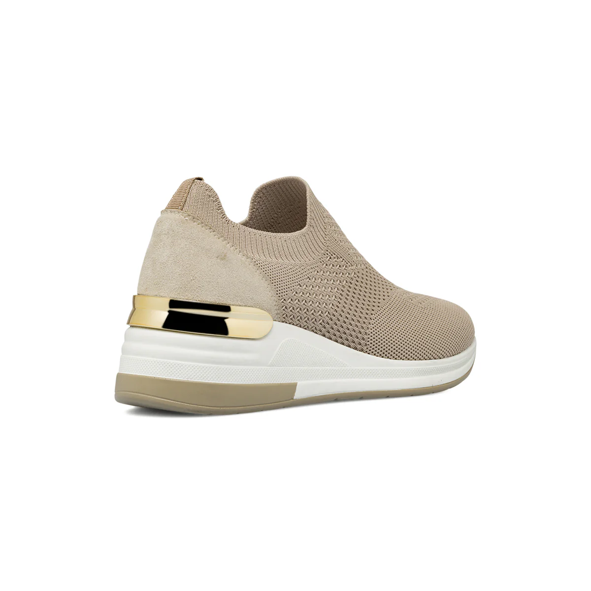 Sneakers slip-on da donna beige Lora Ferres in tessuto e dettaglio oro - Image 3