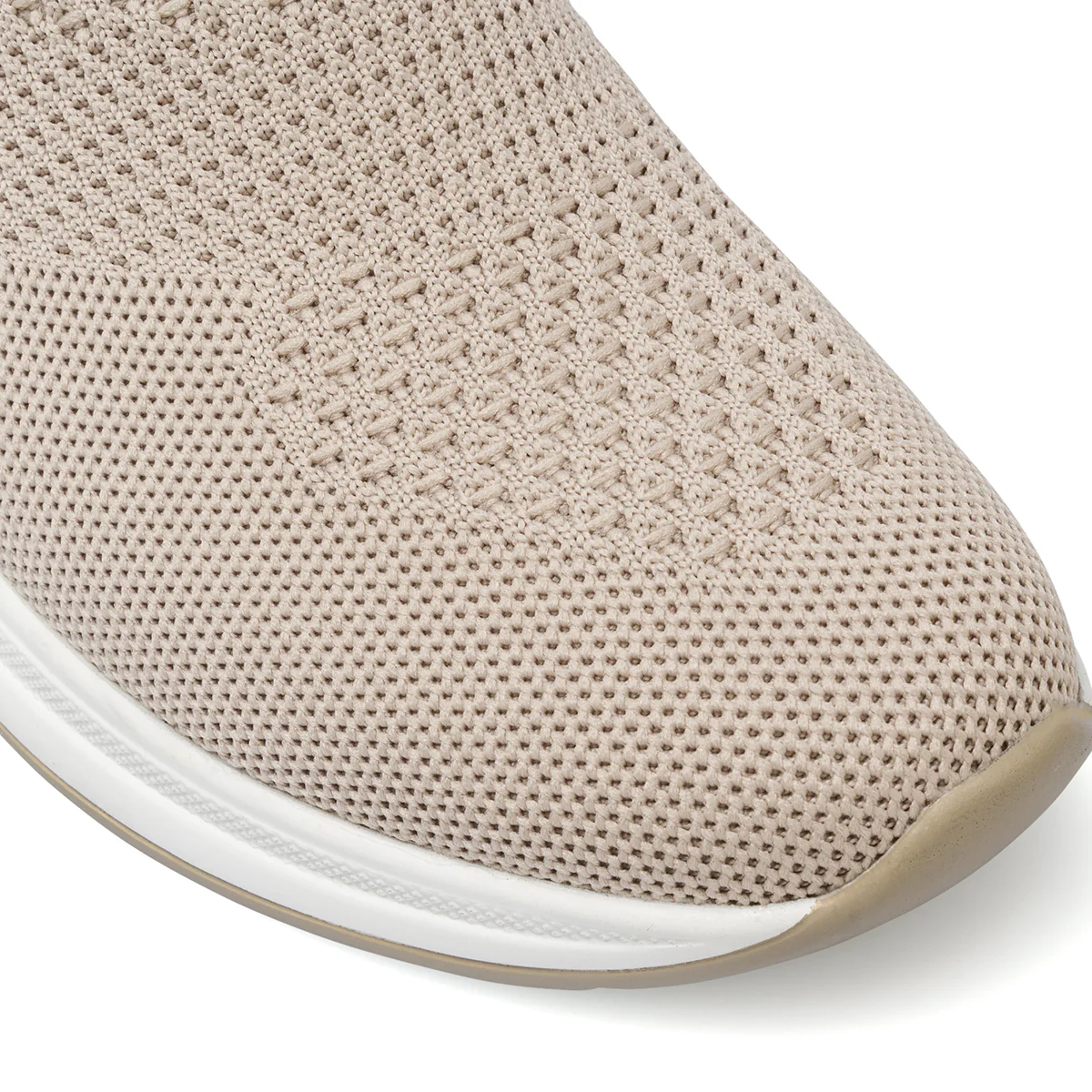 Sneakers slip-on da donna beige Lora Ferres in tessuto e dettaglio oro - Image 4