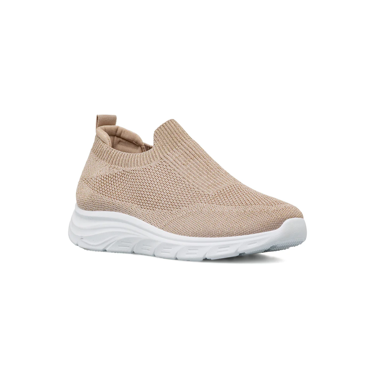 Sneakers slip-on da Donna in tessuto effetto lurex beige Lora Ferres - Image 3