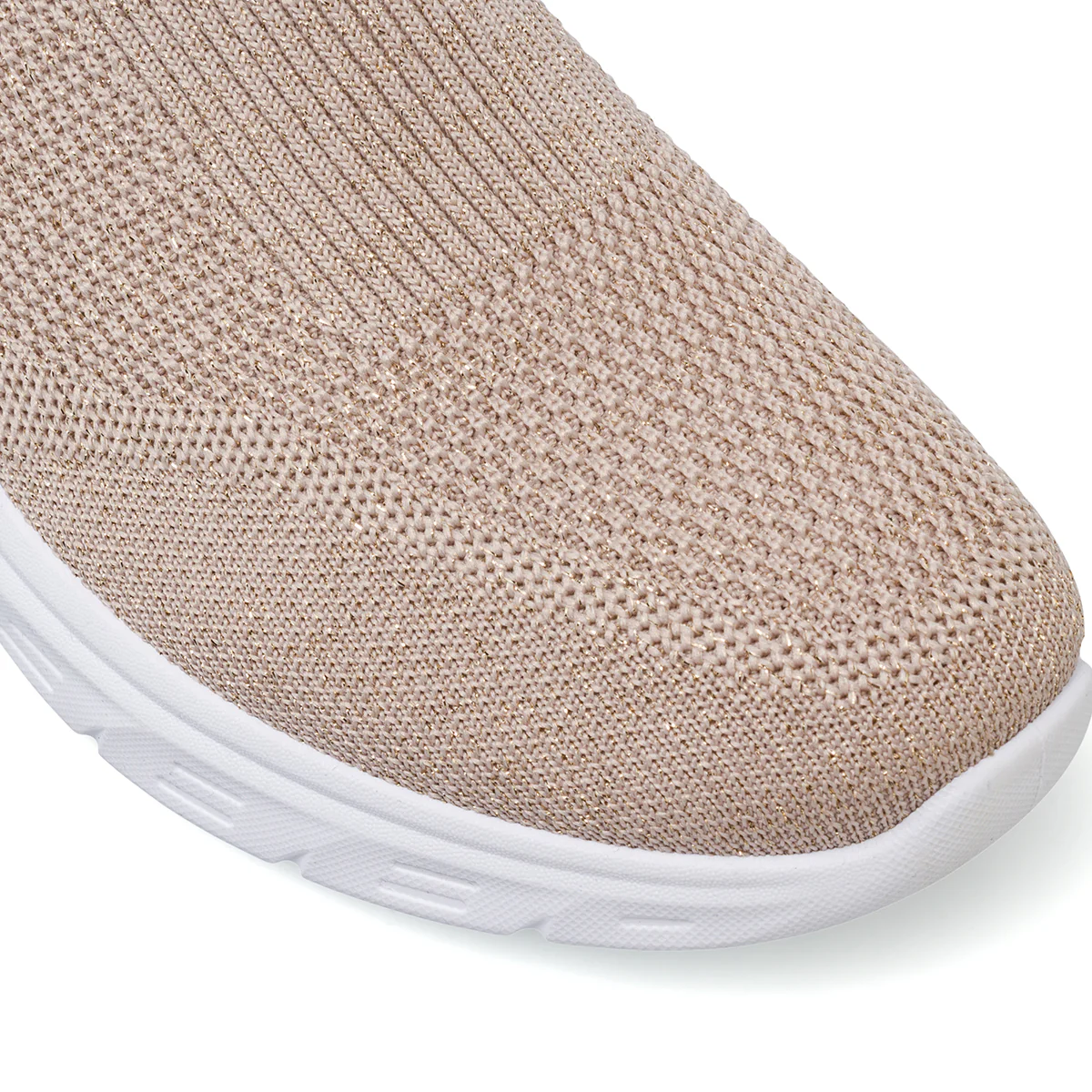 Sneakers slip-on da Donna in tessuto effetto lurex beige Lora Ferres - Image 5