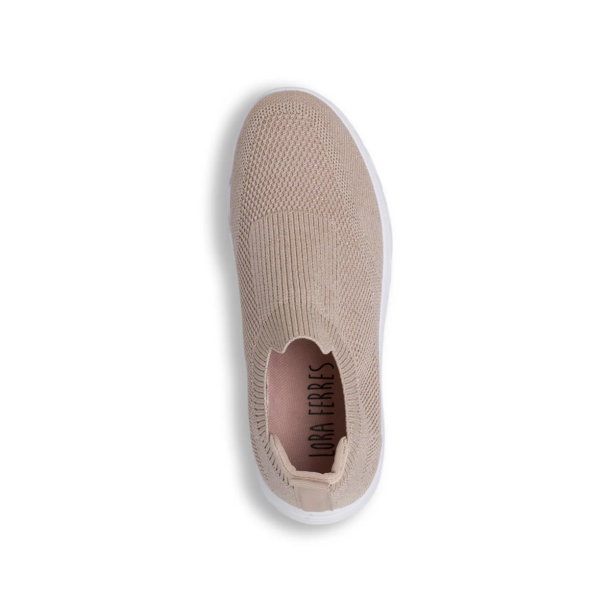 Sneakers slip-on da Donna in tessuto effetto lurex beige Lora Ferres - Image 6
