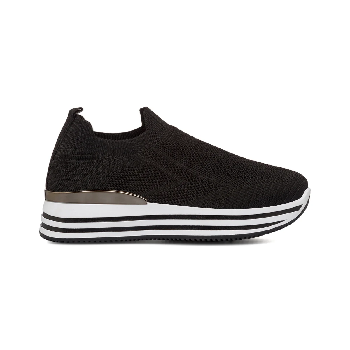 Sneakers slip-on nere da donna con dettaglio laminato e maxi-suola Lora Ferres