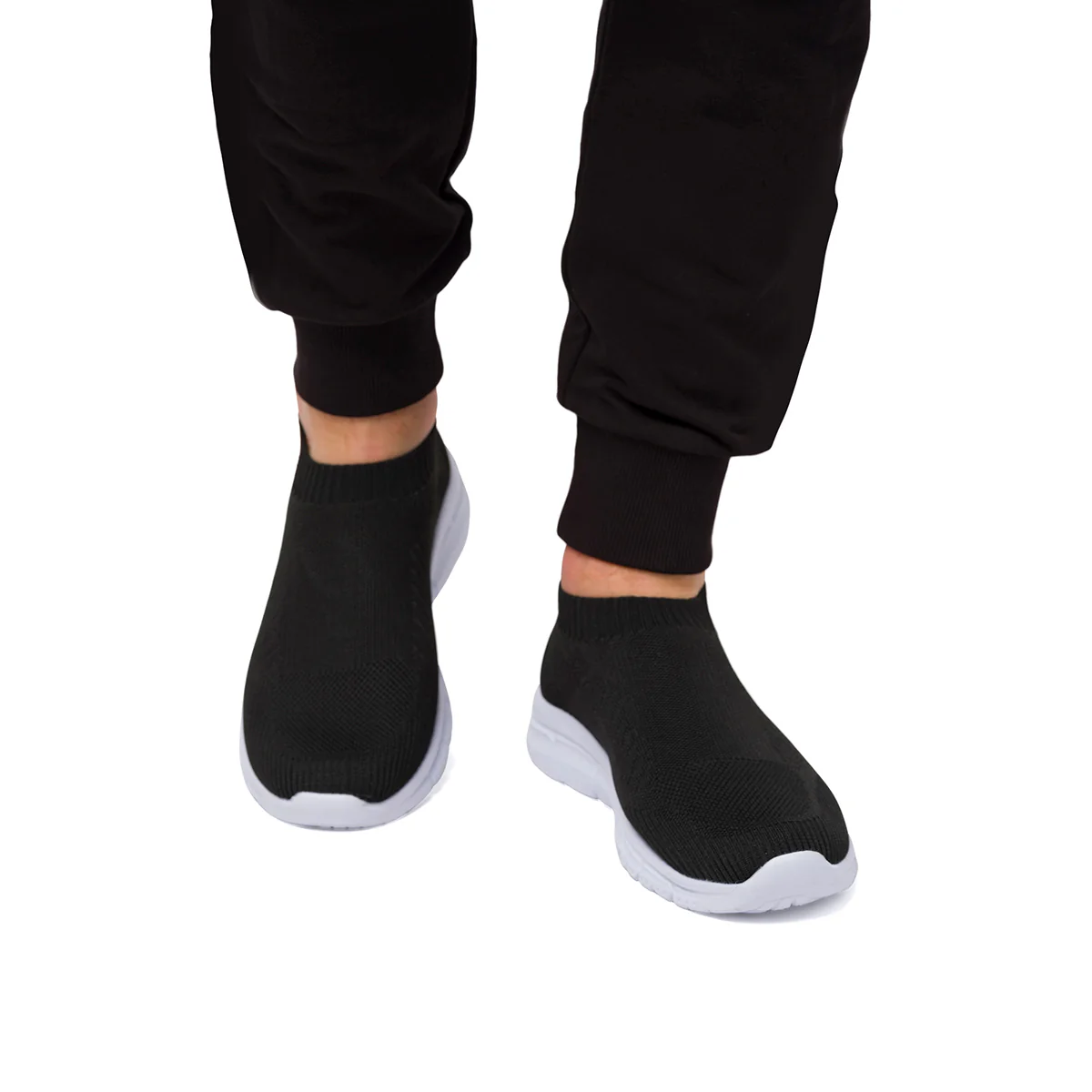 Sneakers slip-on nere in tessuto mesh da uomo Jog - Image 2