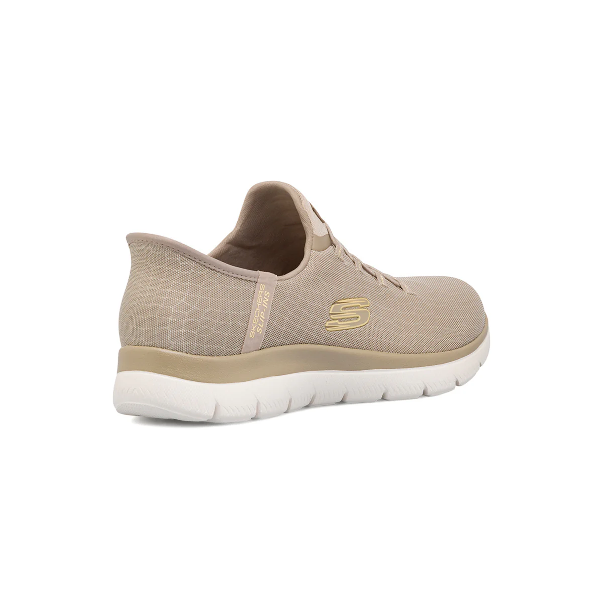 Sneakers slip-on taupe da donna con inserti oro  Skechers Summits - Image 3