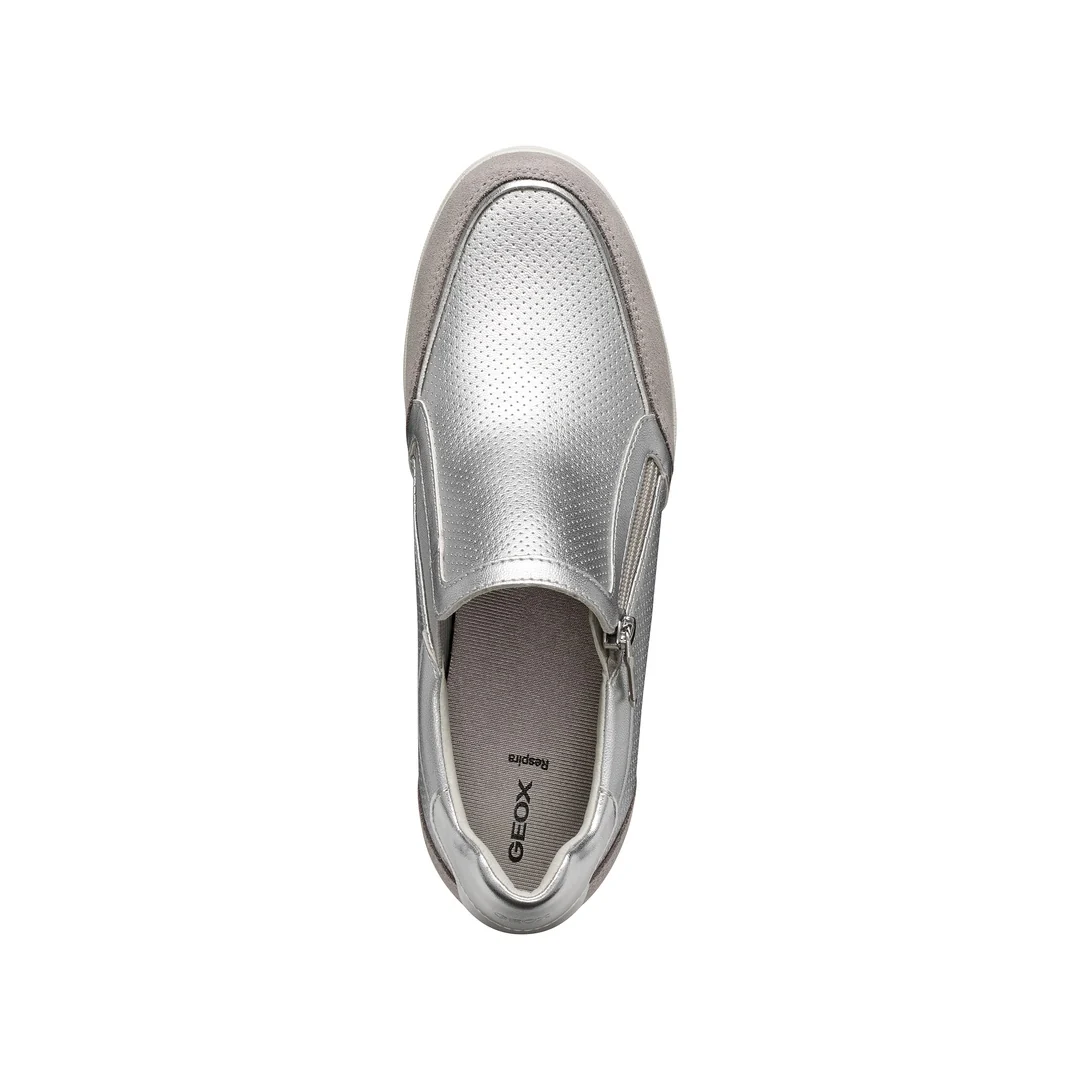 Sneakers slip-on traspiranti argento Donna con zeppa Geox Stardust - Image 5