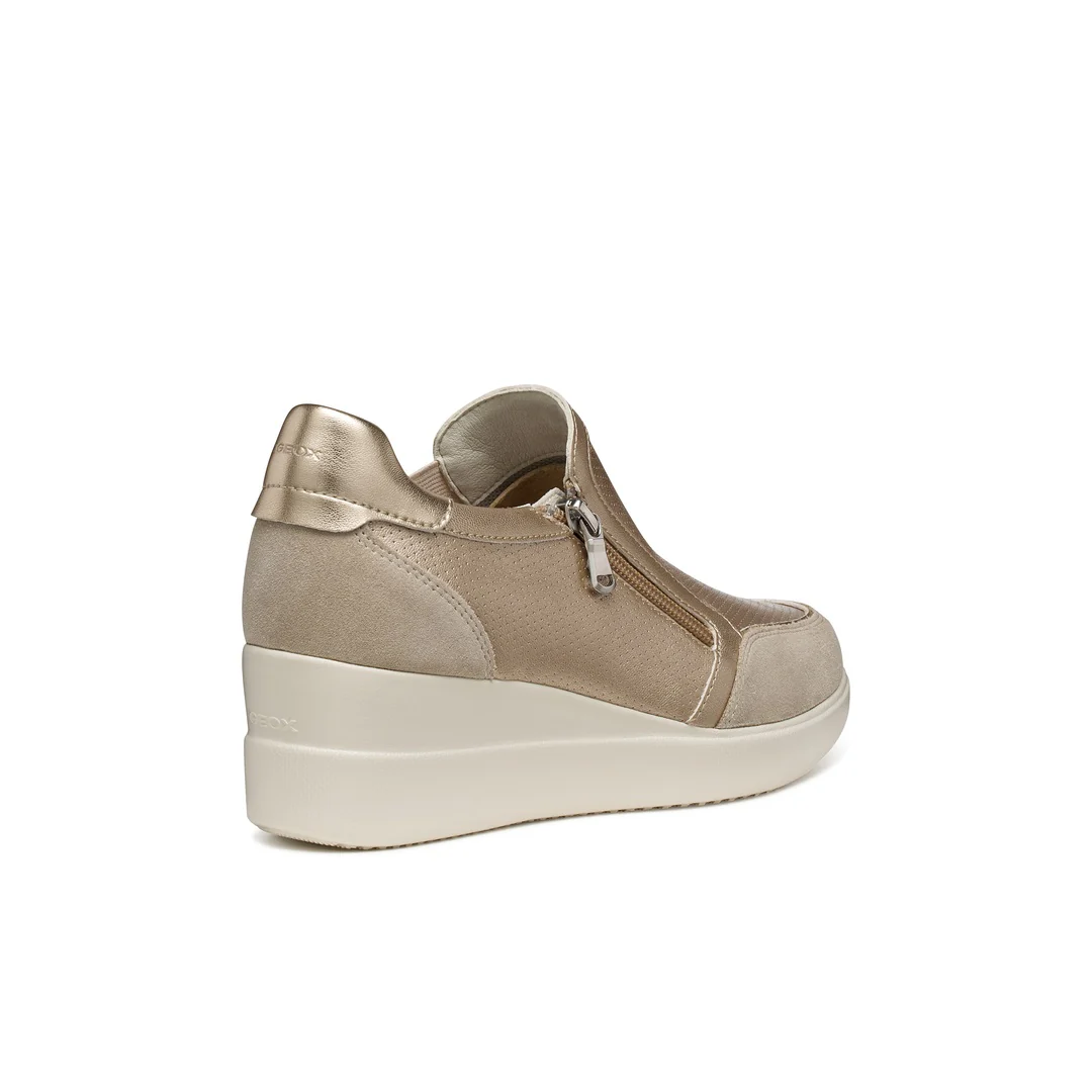 Sneakers slip-on traspiranti oro da Donna con suola alta Geox Stardust - Image 4