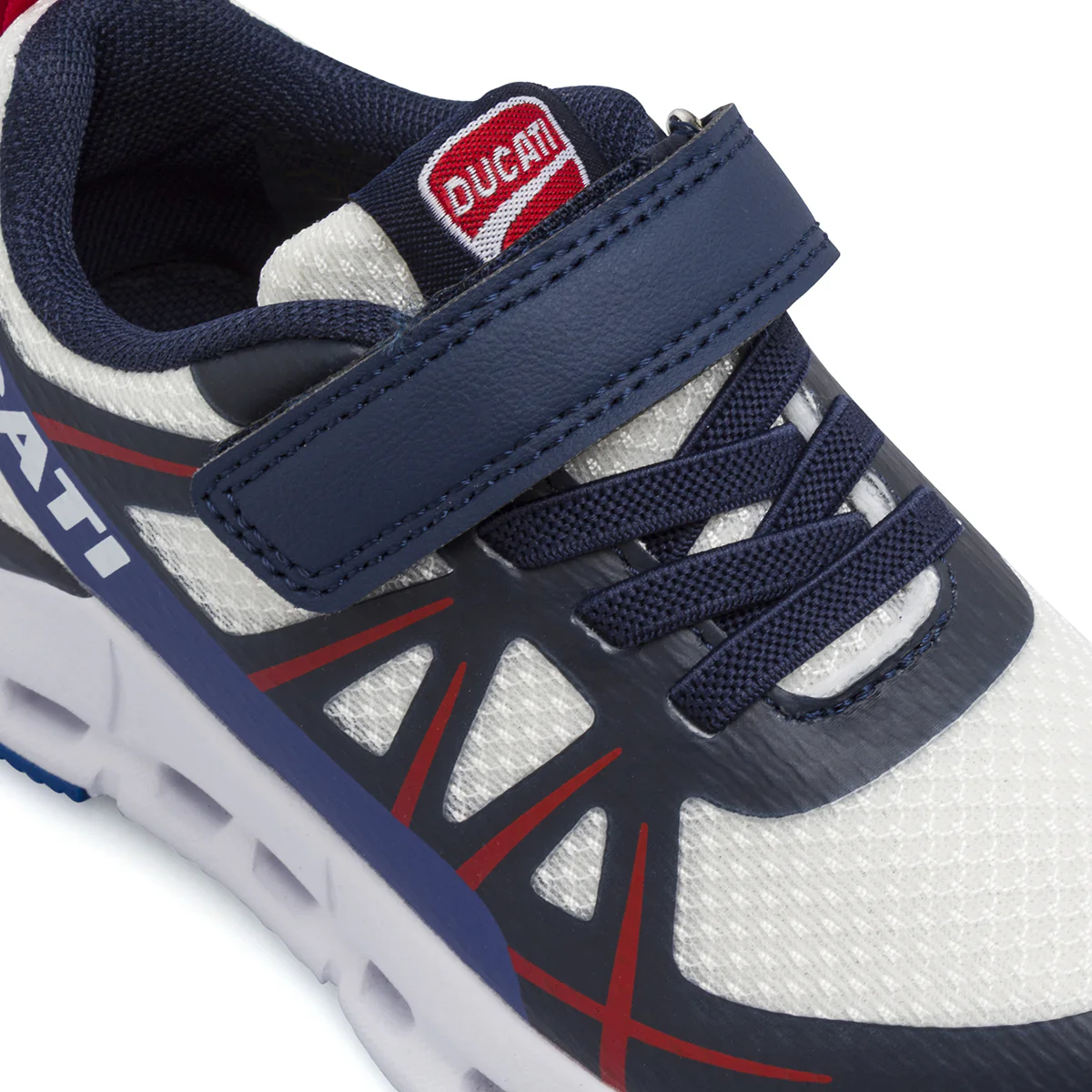 Sneakers sportive bianche e blu da Bambino in con strappo Ducati - Image 5