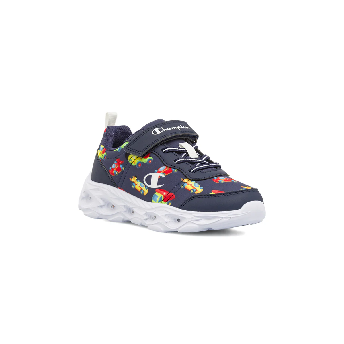 Sneakers sportive blu da Bambino con luci e stampa macchine Champion - Image 2