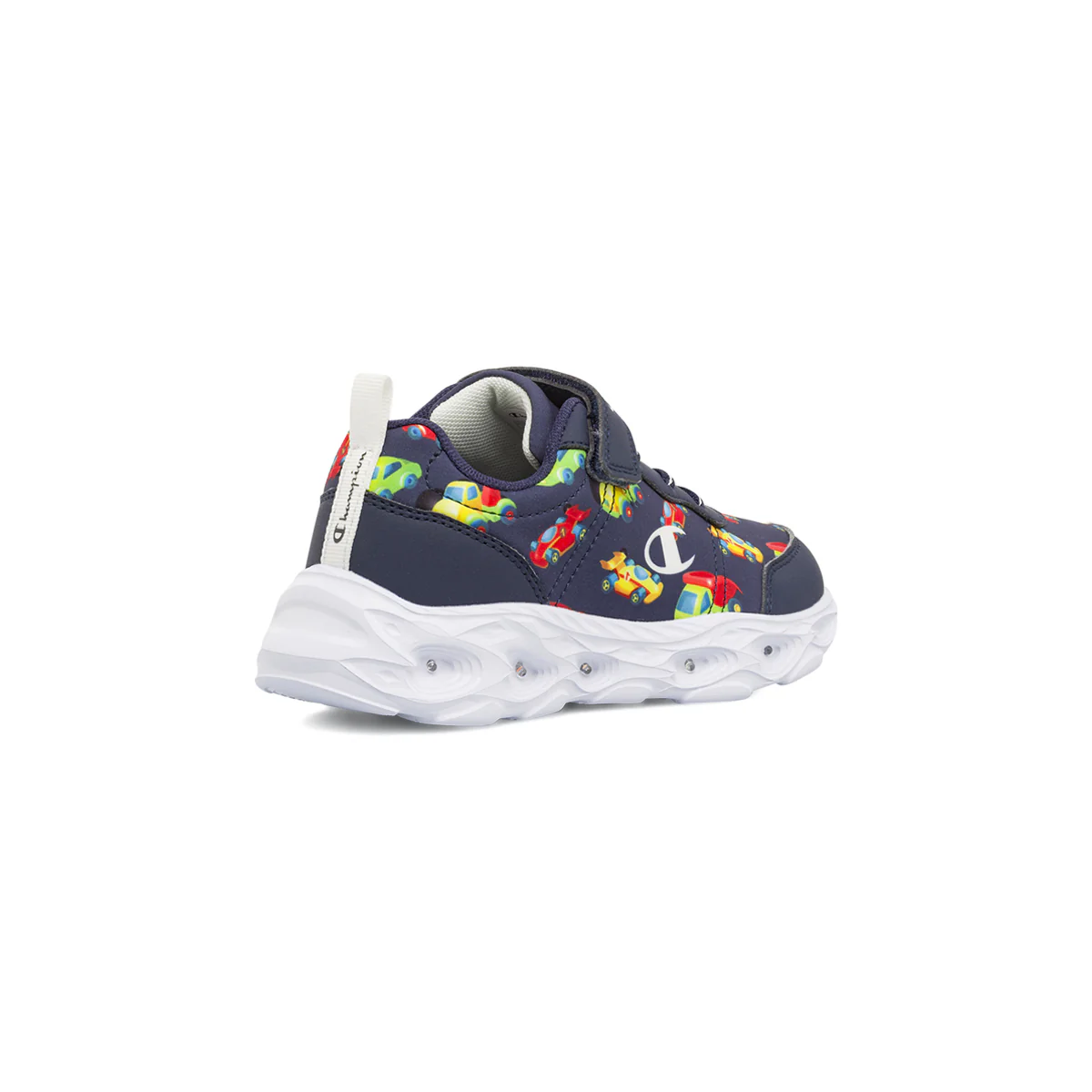 Sneakers sportive blu da Bambino con luci e stampa macchine Champion - Image 3