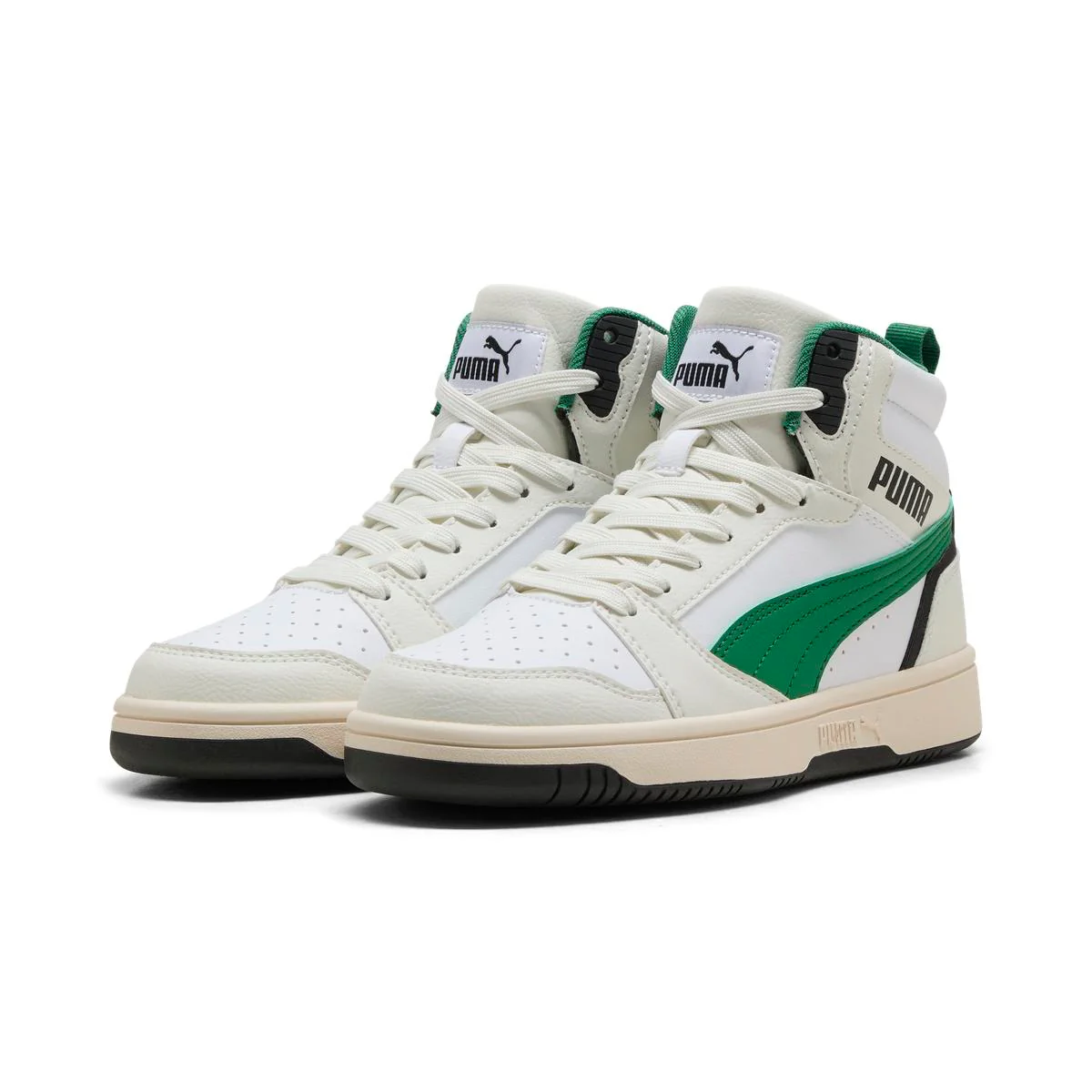 Sneakers sportive da Bambino bianche con inserti verdi Puma Rebound V6 Mid