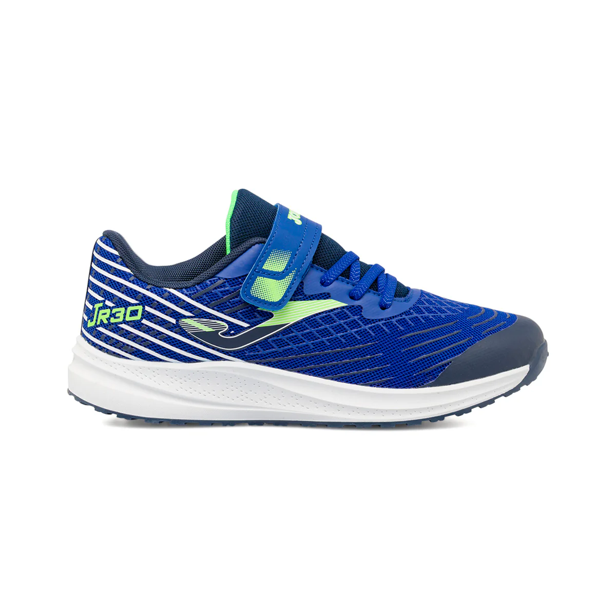 Sneakers sportive da bambino blu con strappo e dettagli fluo Joma JR30