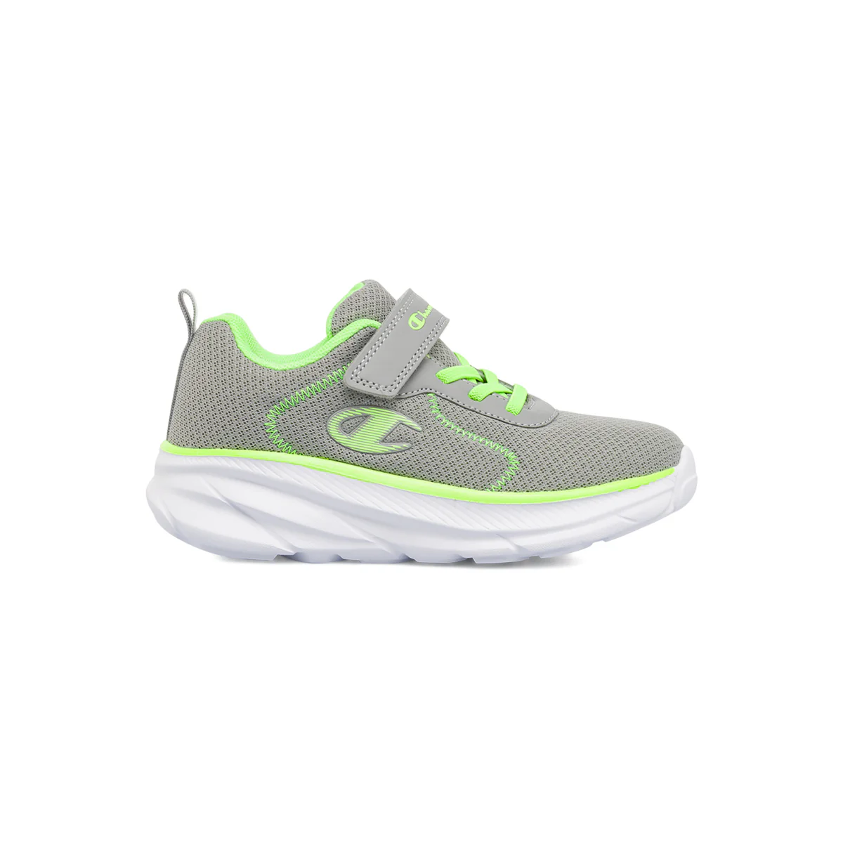 Sneakers sportive da Bambino grigie e verde fluo con strappo Champion