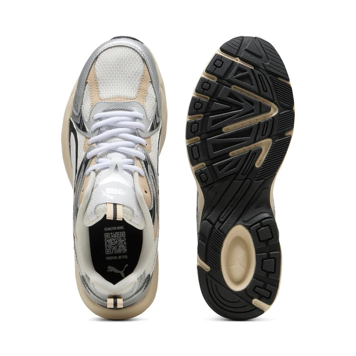Sneakers sportive da Donna bianche con dettagli argento Puma - Image 4