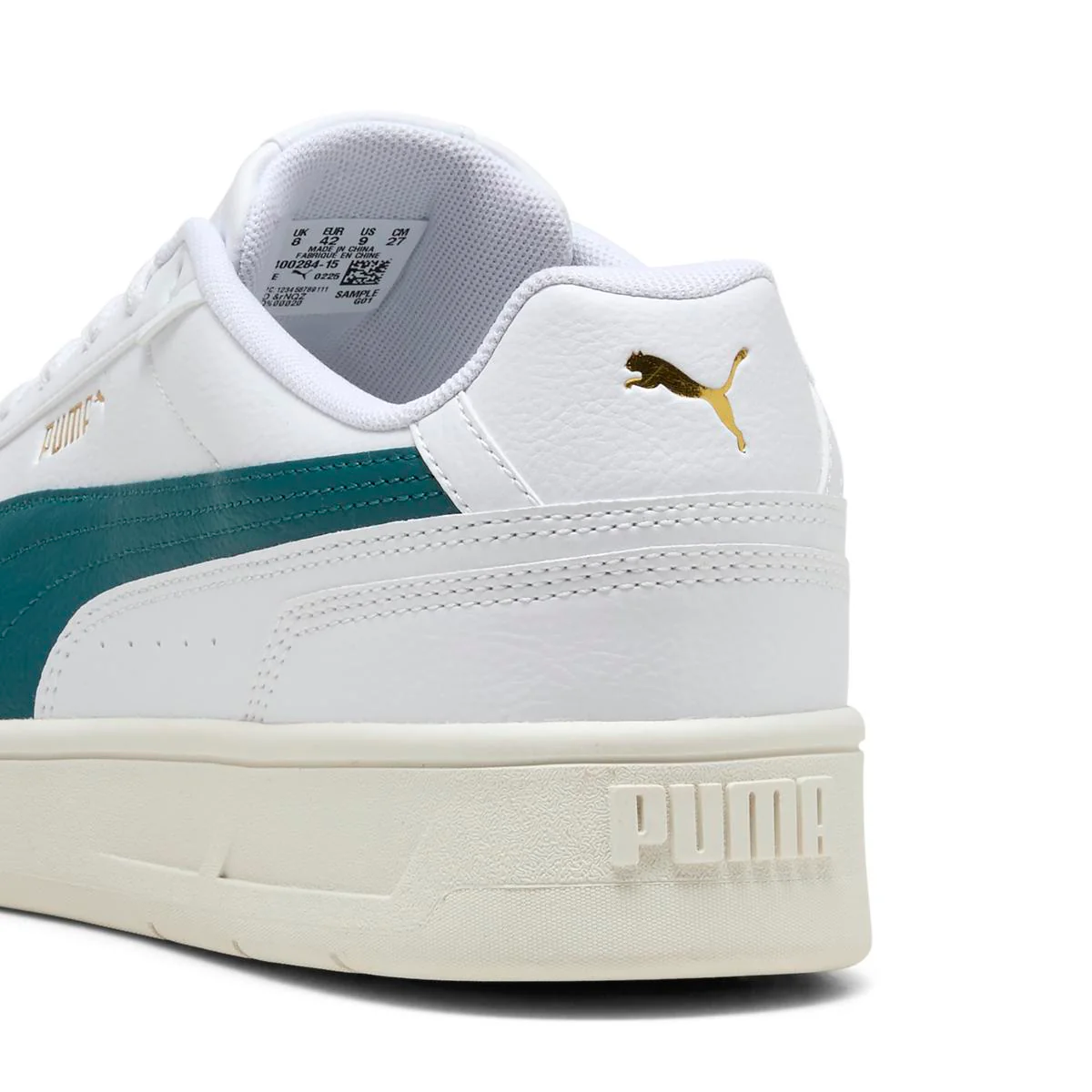 Sneakers sportive da Uomo bianche con banda verde Puma Court Classico - Image 3