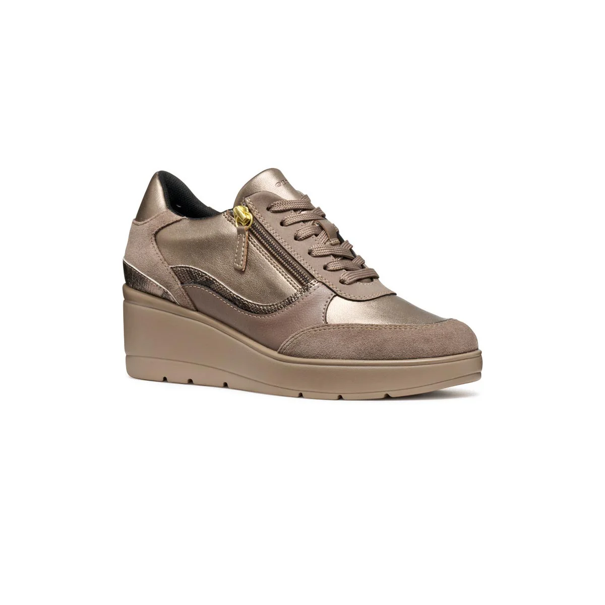 Sneakers taupe da Donna con zeppa e zip Geox - Image 2