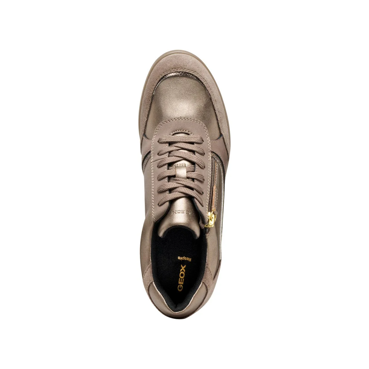 Sneakers taupe da Donna con zeppa e zip Geox - Image 5