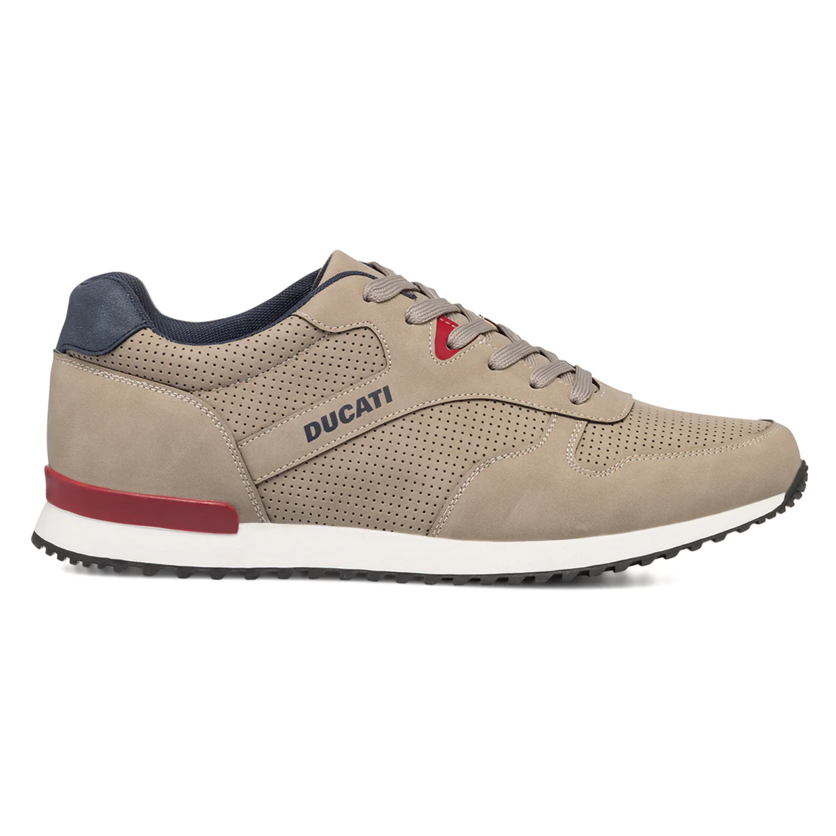 Sneakers traforate beige da uomo con logo Ducati