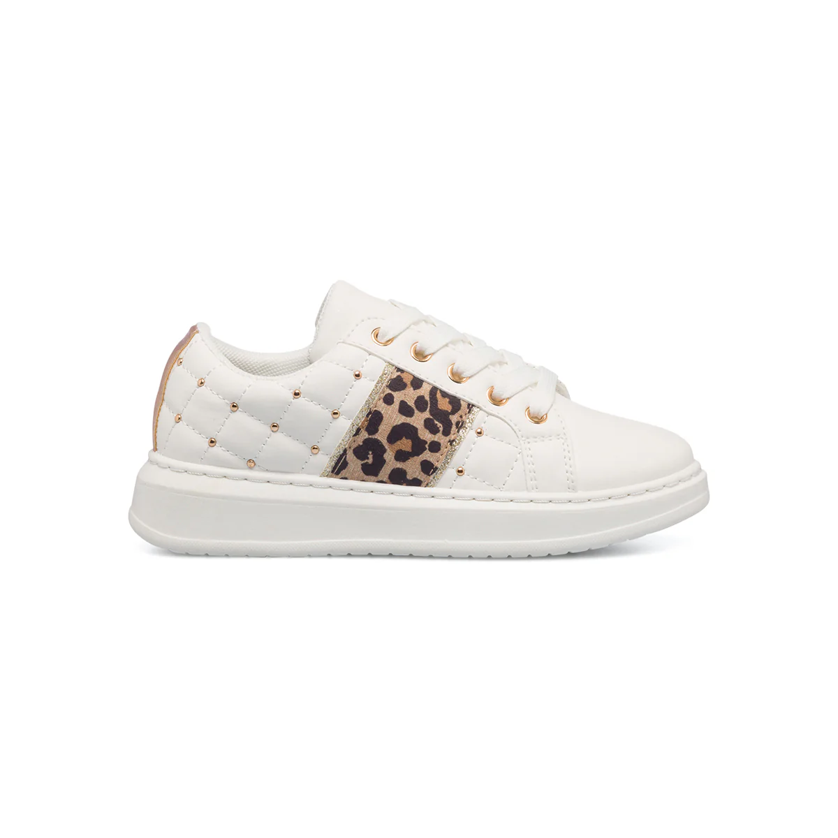 Sneakers trapuntate bianche da bambina con dettagli animalier 10 Baci