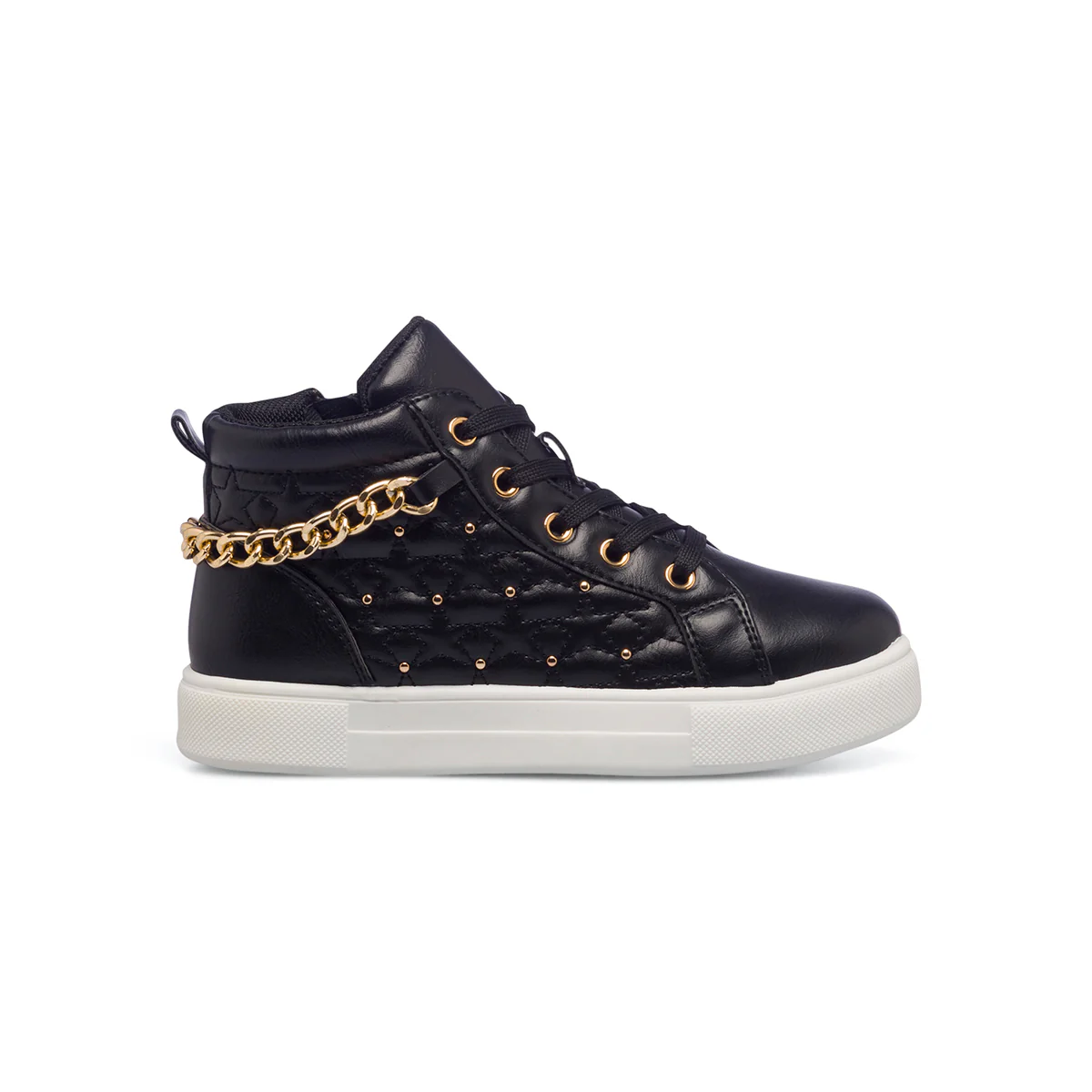 Sneakers trapuntate nere da bambina con catenina 10 Baci
