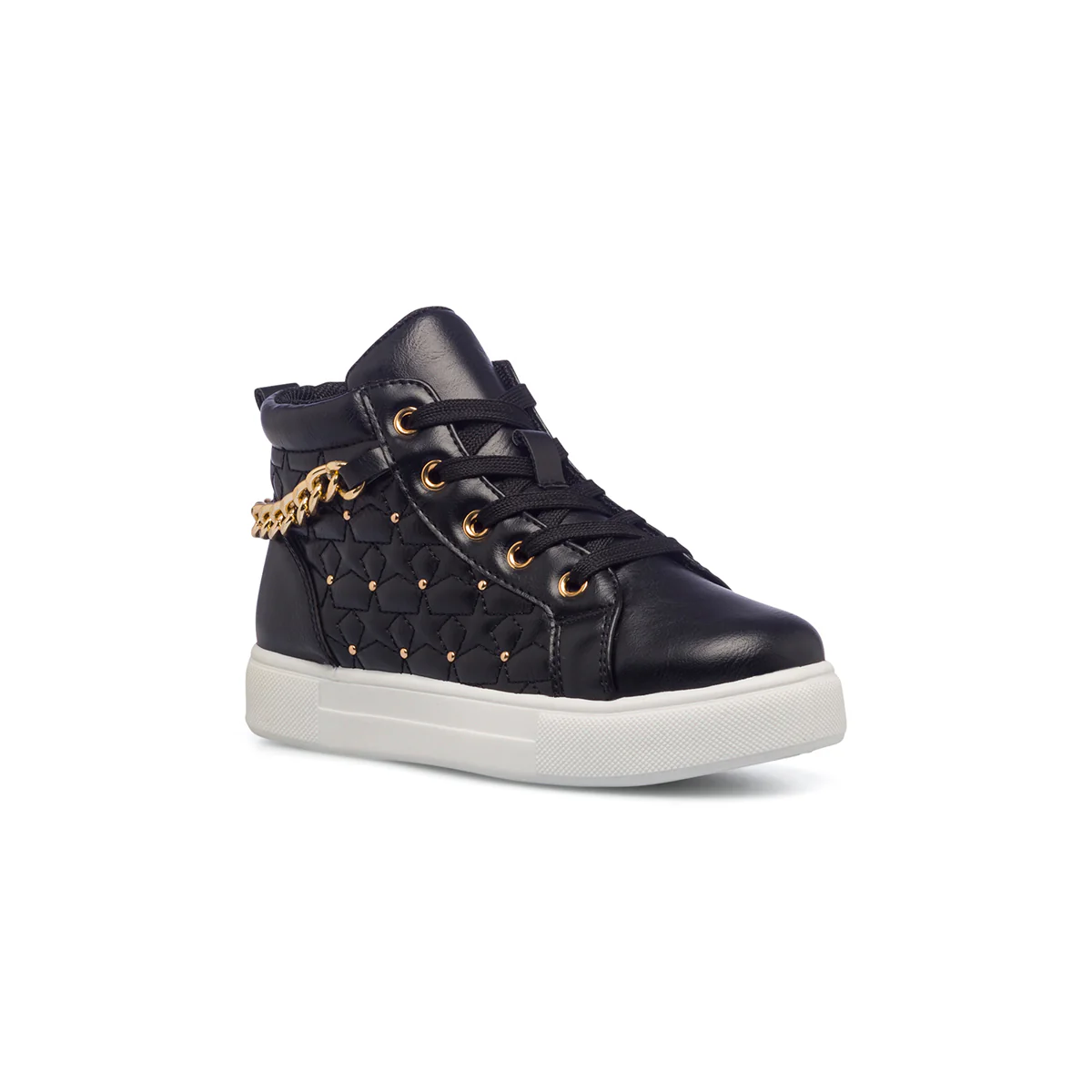 Sneakers trapuntate nere da bambina con catenina 10 Baci - Image 2
