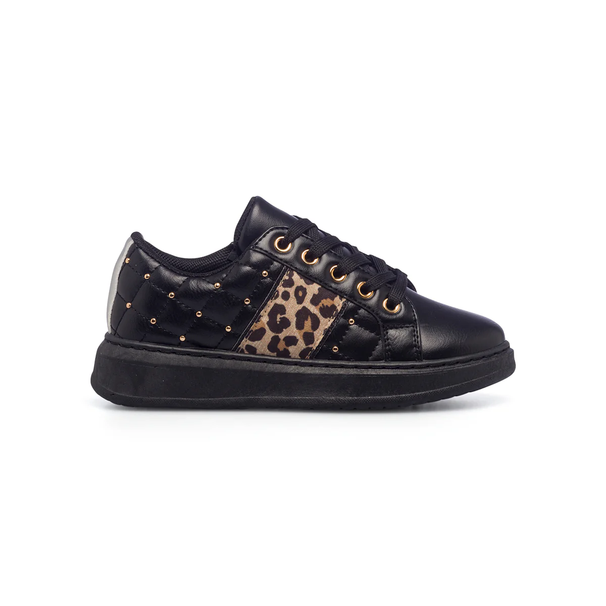 Sneakers trapuntate nere da bambina con dettagli animalier 10 Baci