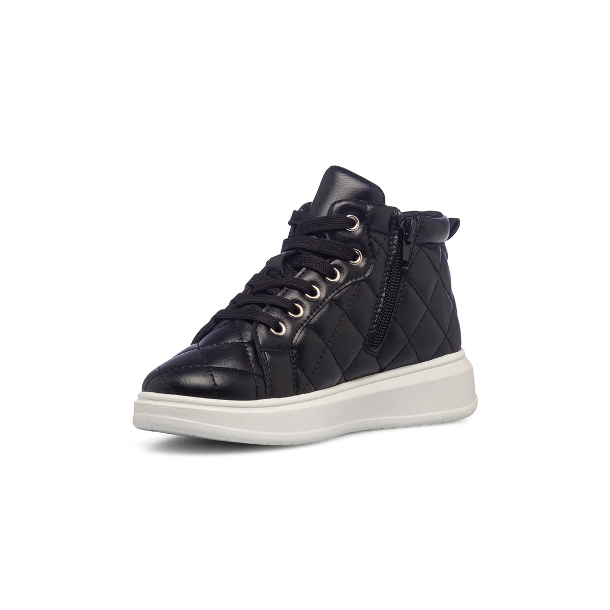 Sneakers trapuntate nere da bambina con piccole borchie 10 Baci - Image 4