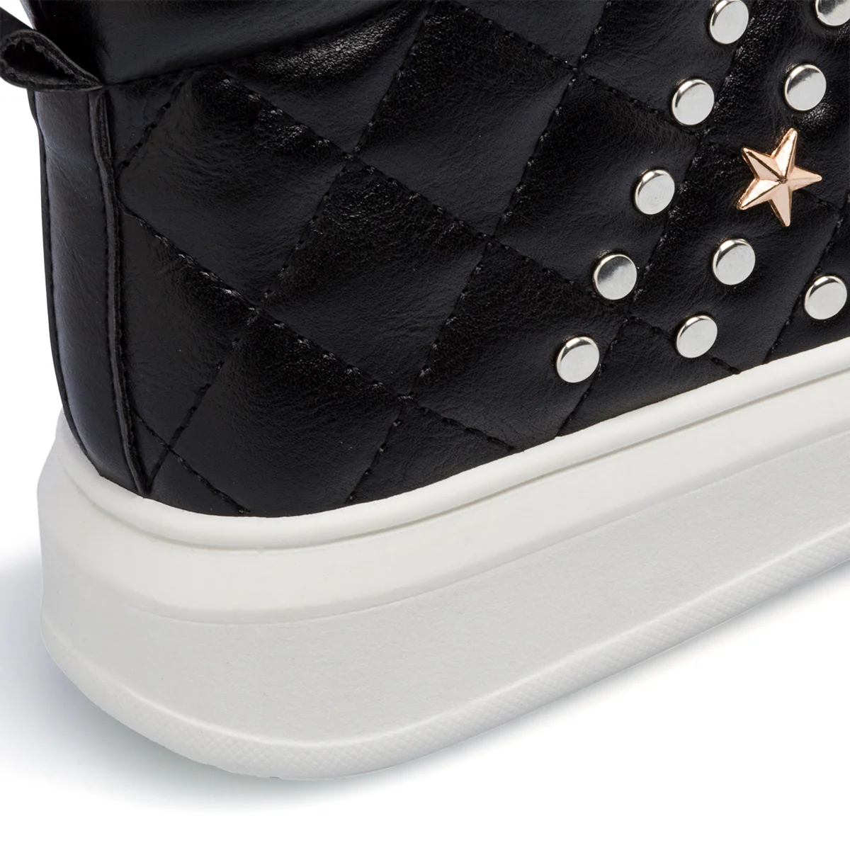 Sneakers trapuntate nere da bambina con piccole borchie 10 Baci - Image 8
