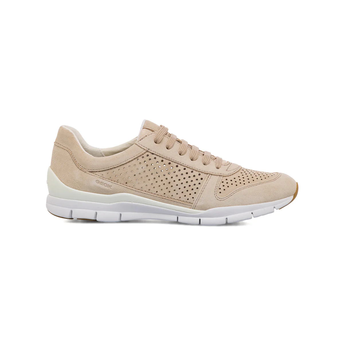 Sneakers traspiranti beige in pelle traforata Geox Sukie