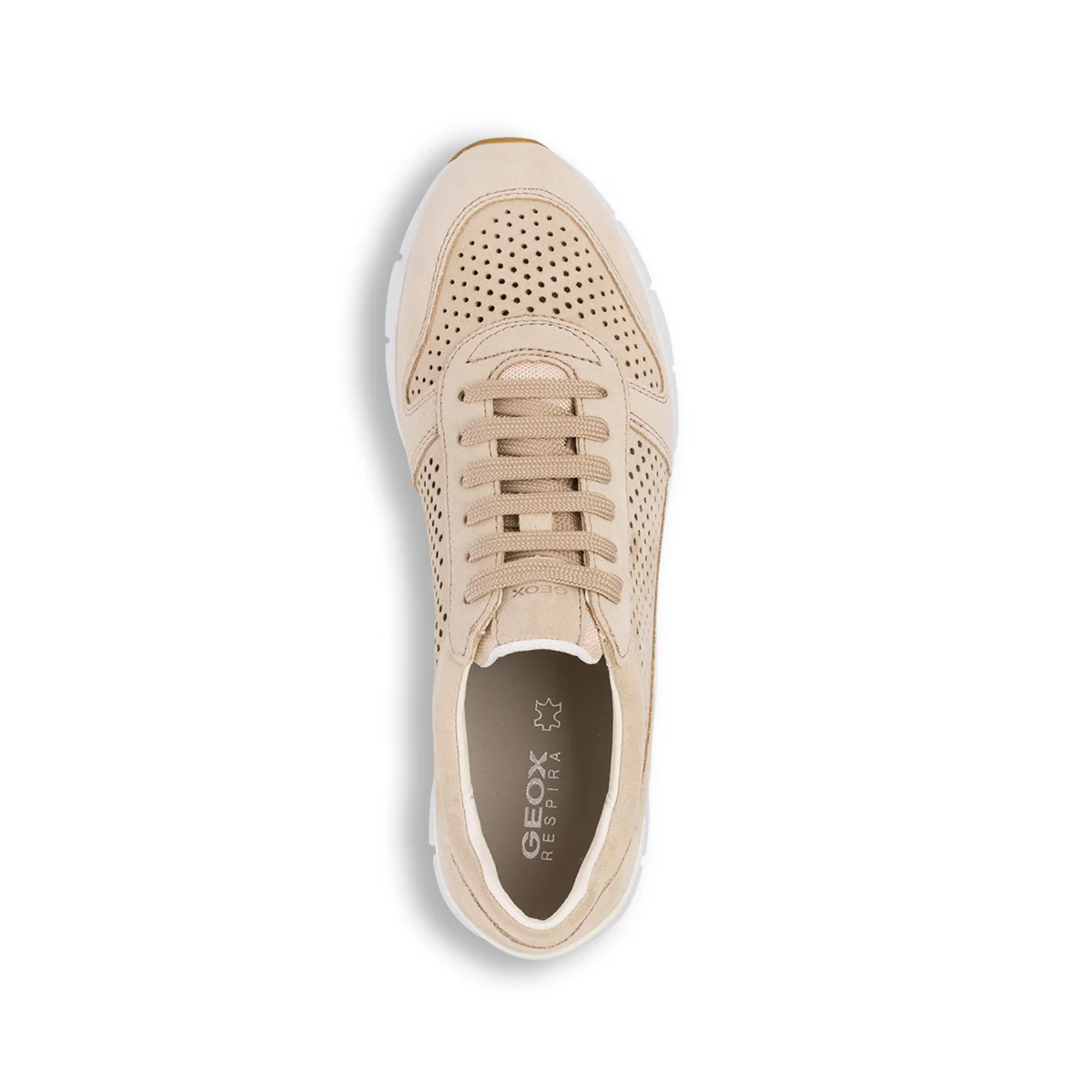 Sneakers traspiranti beige in pelle traforata Geox Sukie - Image 5