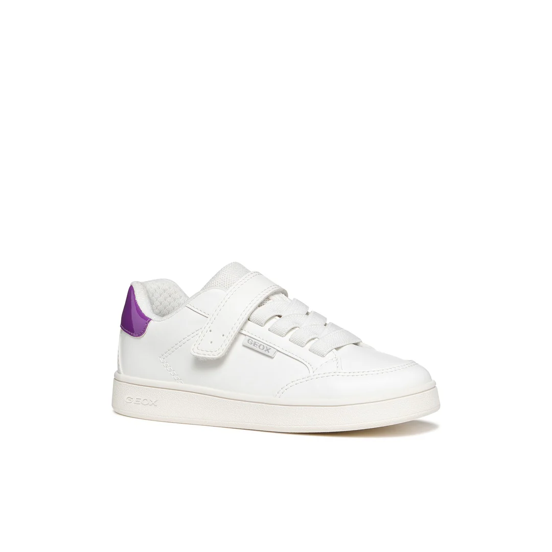 Sneakers traspiranti bianche Bambina con strappo e inserto viola Geox - Image 2