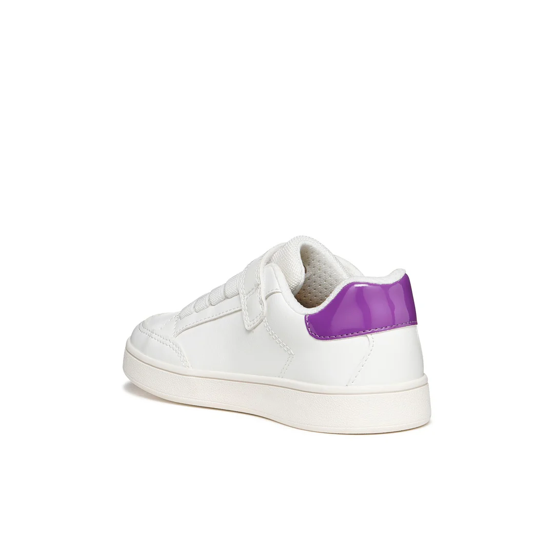 Sneakers traspiranti bianche Bambina con strappo e inserto viola Geox - Image 3