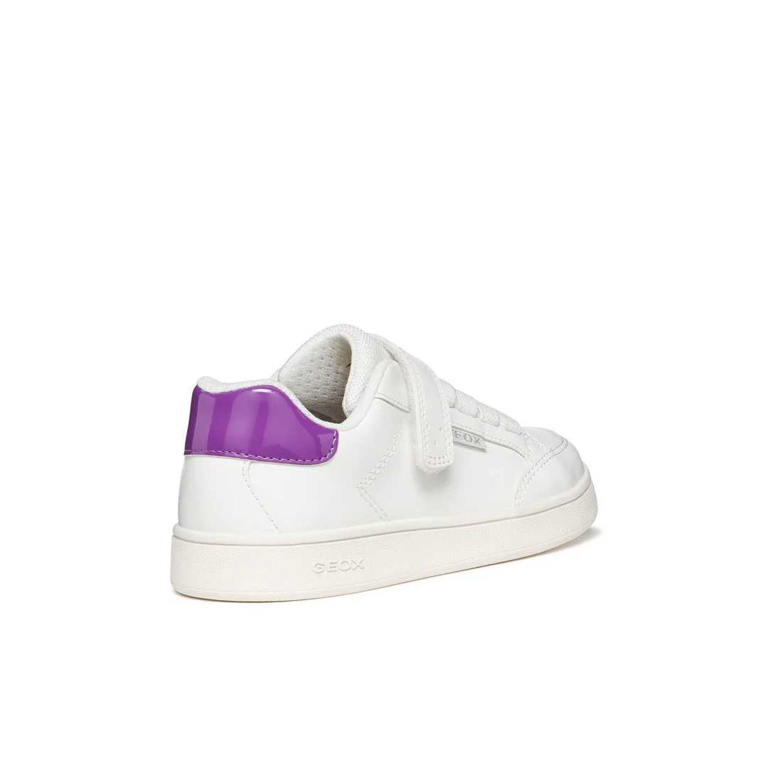 Sneakers traspiranti bianche Bambina con strappo e inserto viola Geox - Image 4