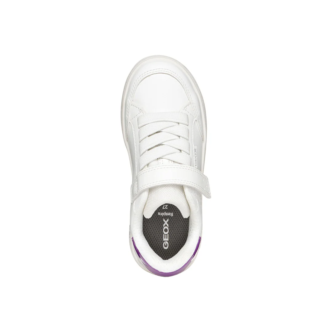 Sneakers traspiranti bianche Bambina con strappo e inserto viola Geox - Image 5