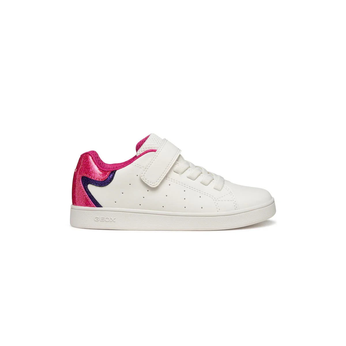 Sneakers traspiranti bianche da Bambina con dettaglio glitterato Geox