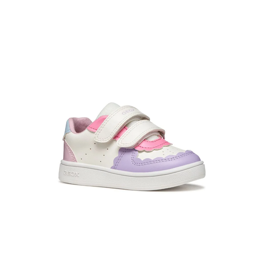 Sneakers traspiranti bianche da Bambina con inserti pastello Geox - Image 2