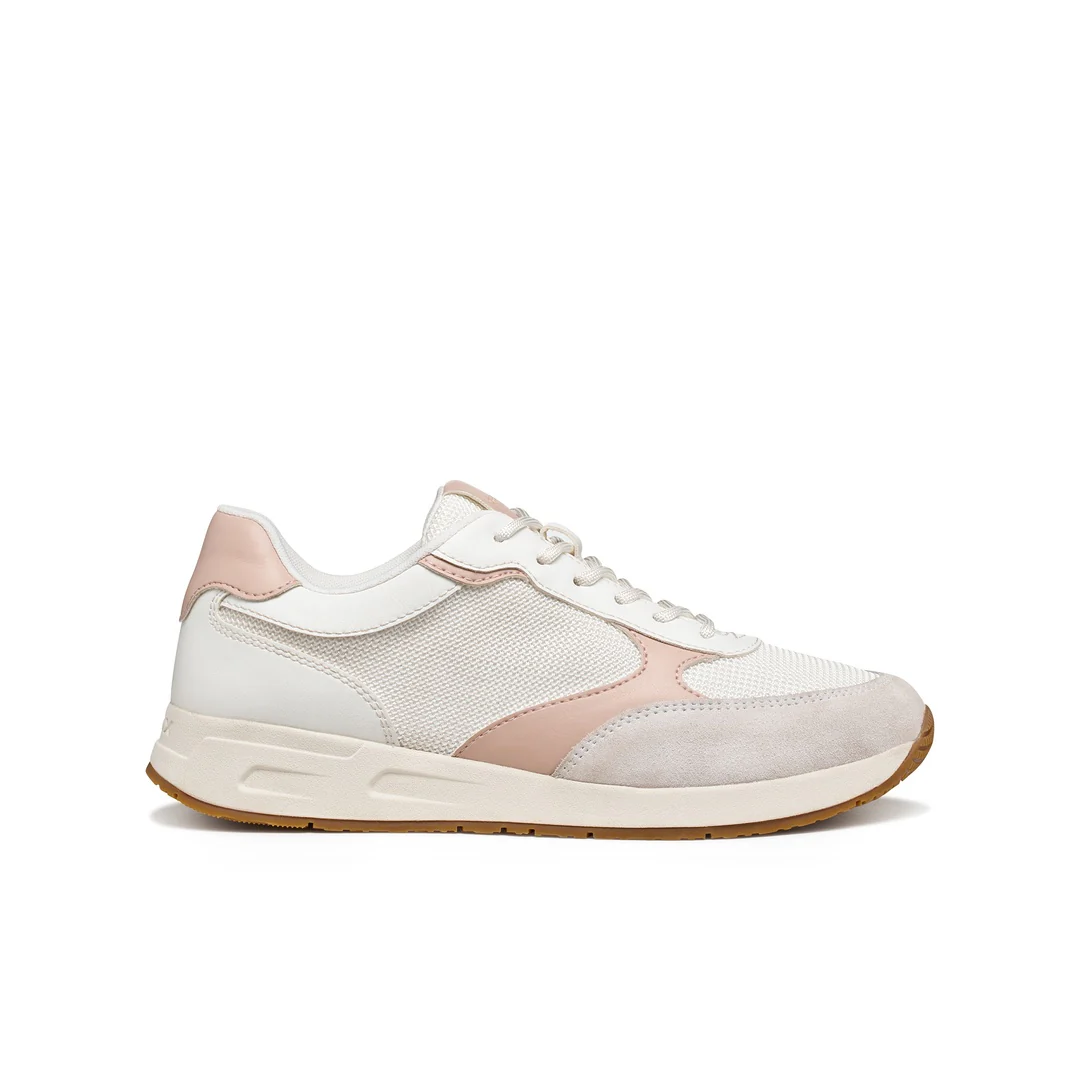 Sneakers traspiranti bianche da Donna con inserti rosa Geox Blumya