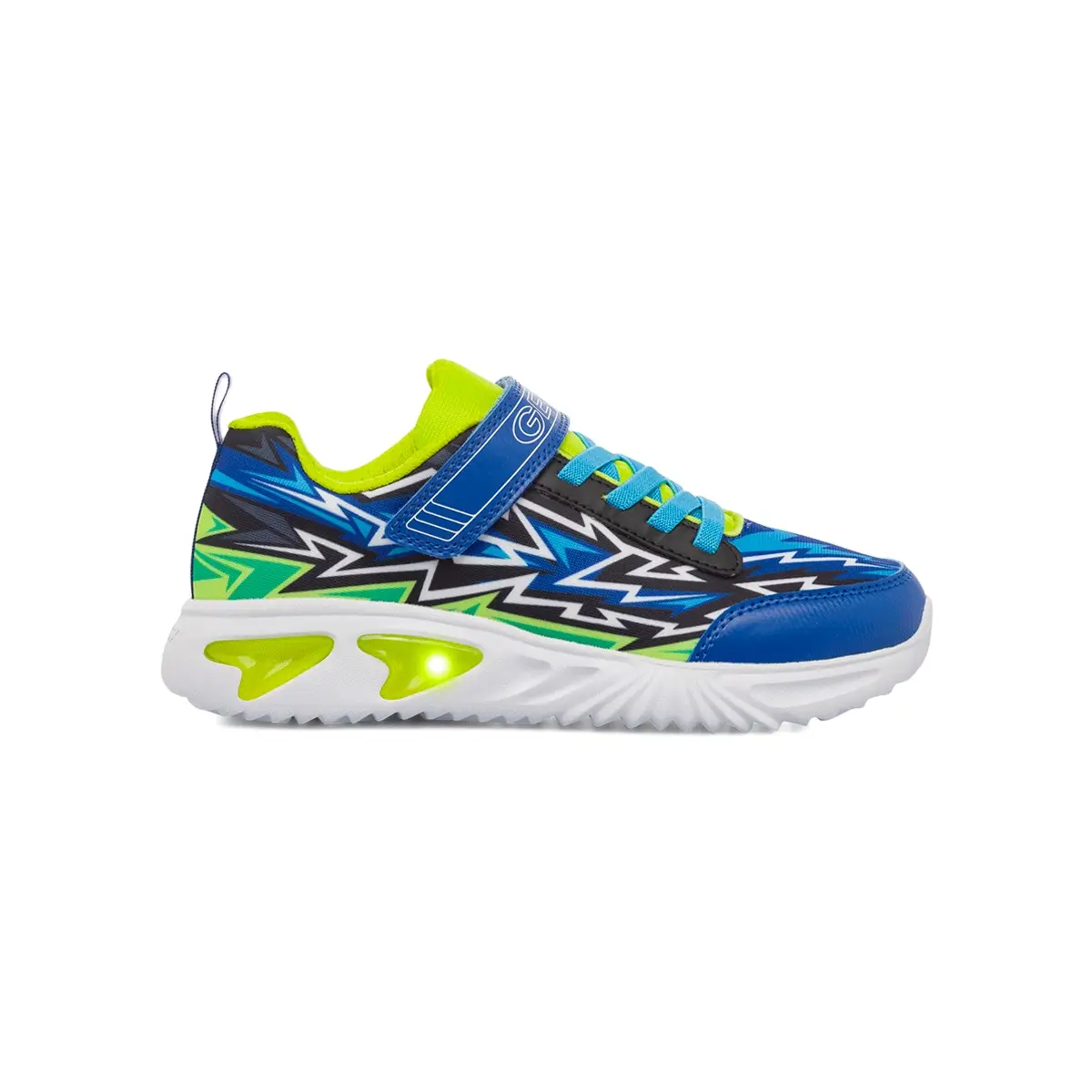Sneakers traspiranti blu da ragazzo con luci nella suola Geox Assister