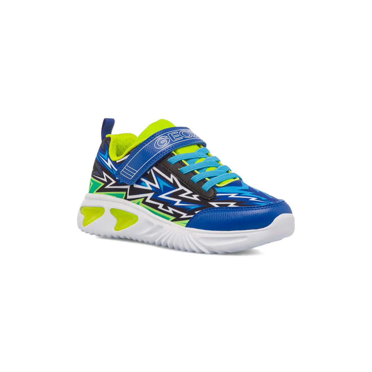 Sneakers traspiranti blu da ragazzo con luci nella suola Geox Assister - Image 2