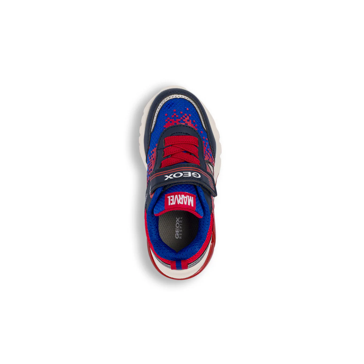 Sneakers traspiranti blu e rosse da bambino con stampa Spiderman e luci nella suola Geox Ciberdron - Image 5