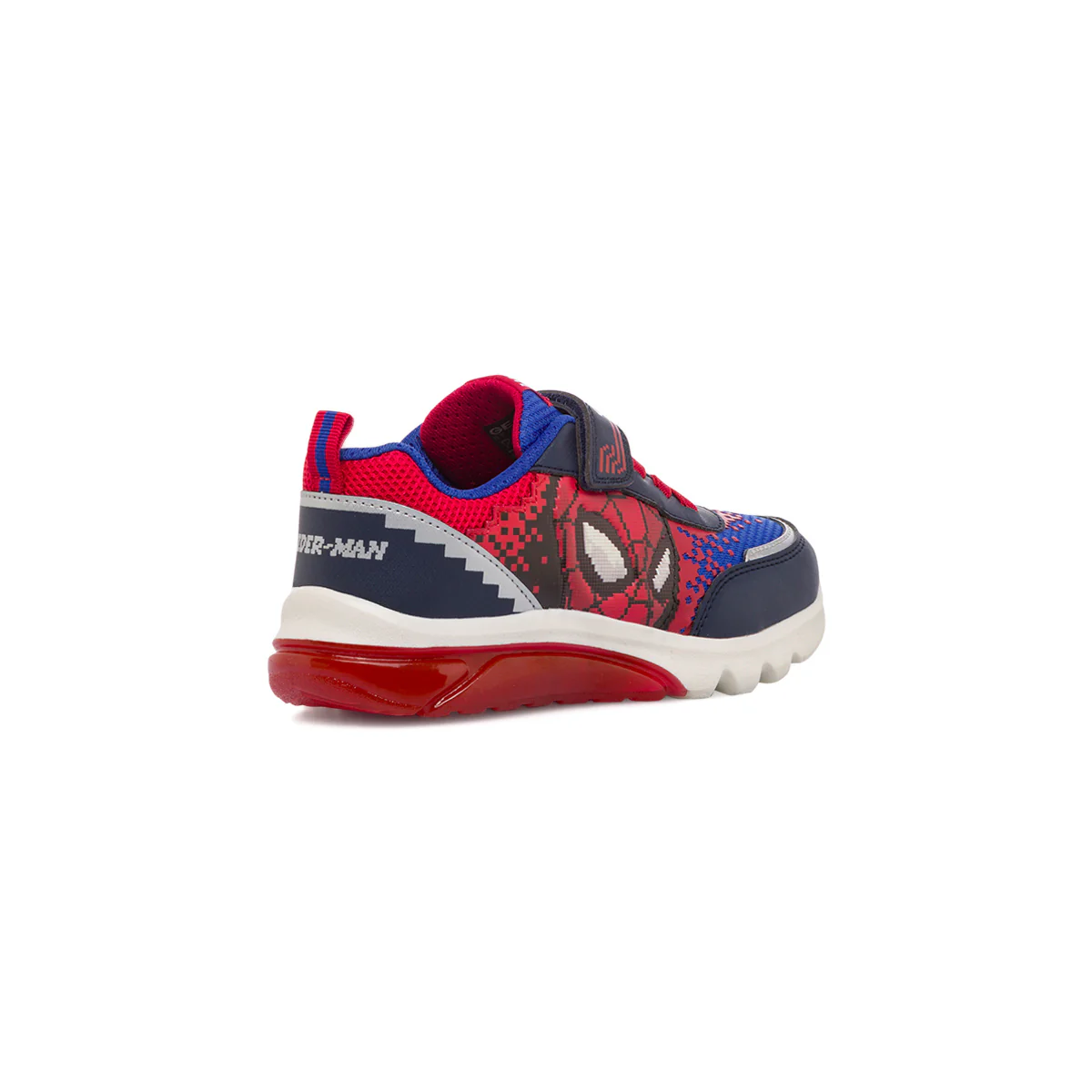 Sneakers traspiranti blu e rosse da ragazzo con stampa Spiderman e luci nella suola Geox Ciberdron - Image 3