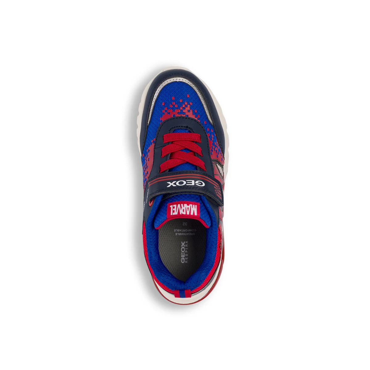 Sneakers traspiranti blu e rosse da ragazzo con stampa Spiderman e luci nella suola Geox Ciberdron - Image 5