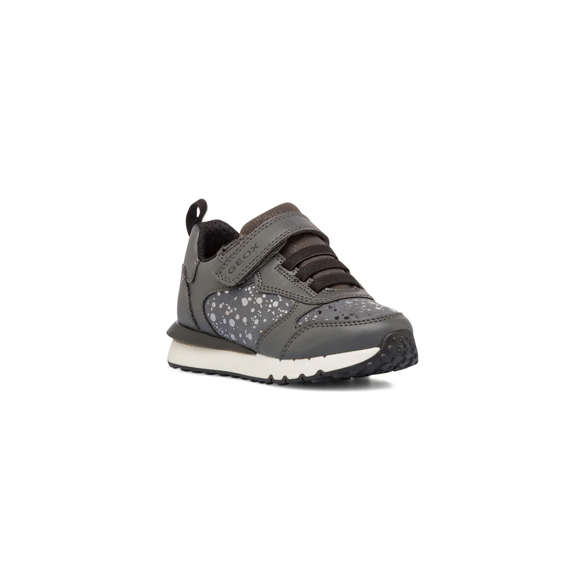 Sneakers traspiranti da bambina grigie con dettagli lucidi Geox - Image 2