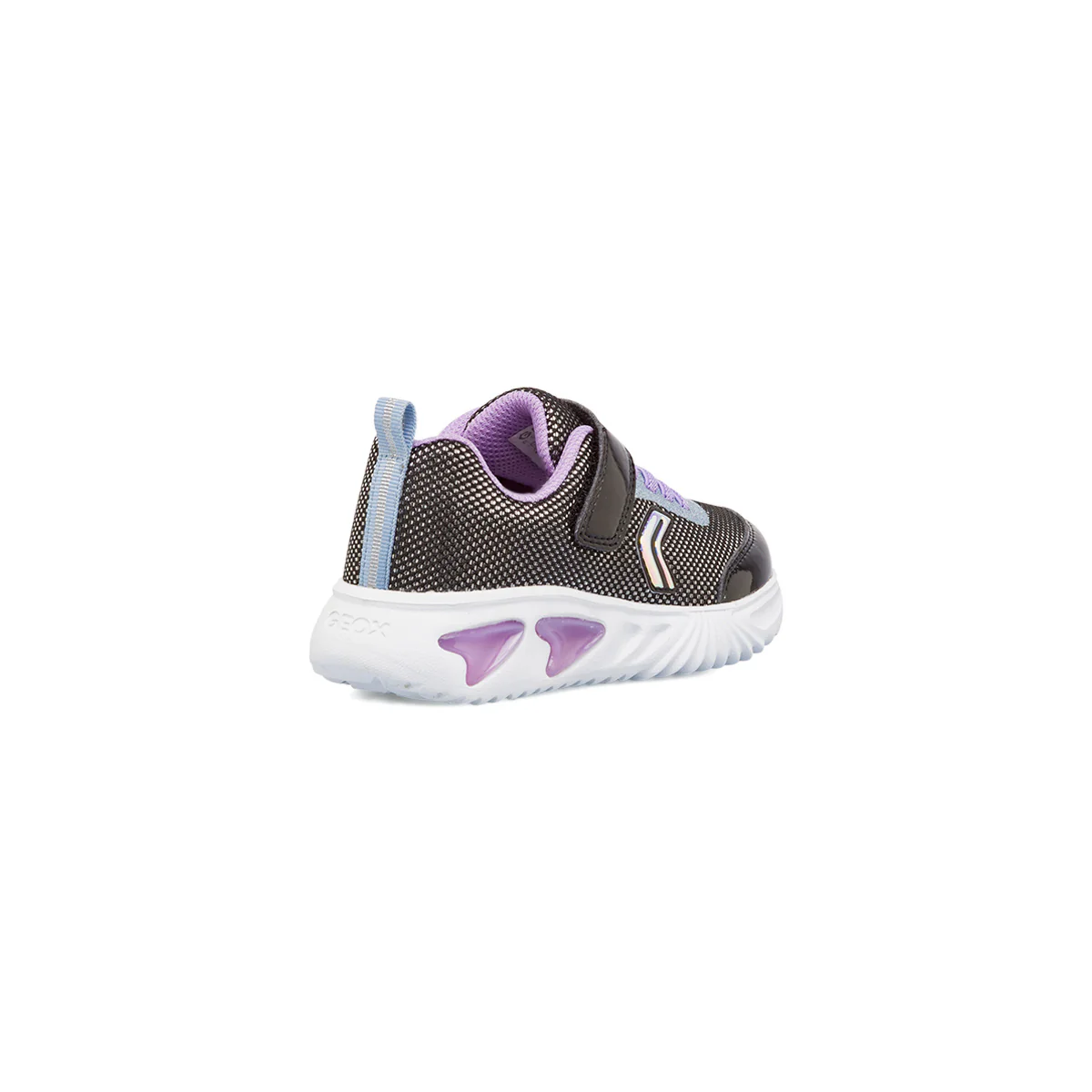 Sneakers traspiranti da bambina  nere e lilla con glitter e con luci Geox - Image 5