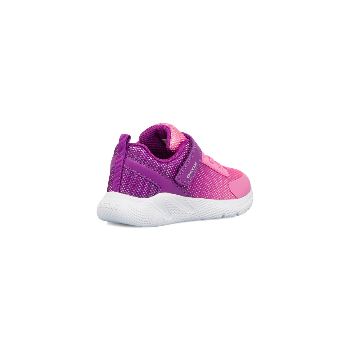 Sneakers traspiranti da bambina viola e rosa con glitter e logo Geox - Image 3