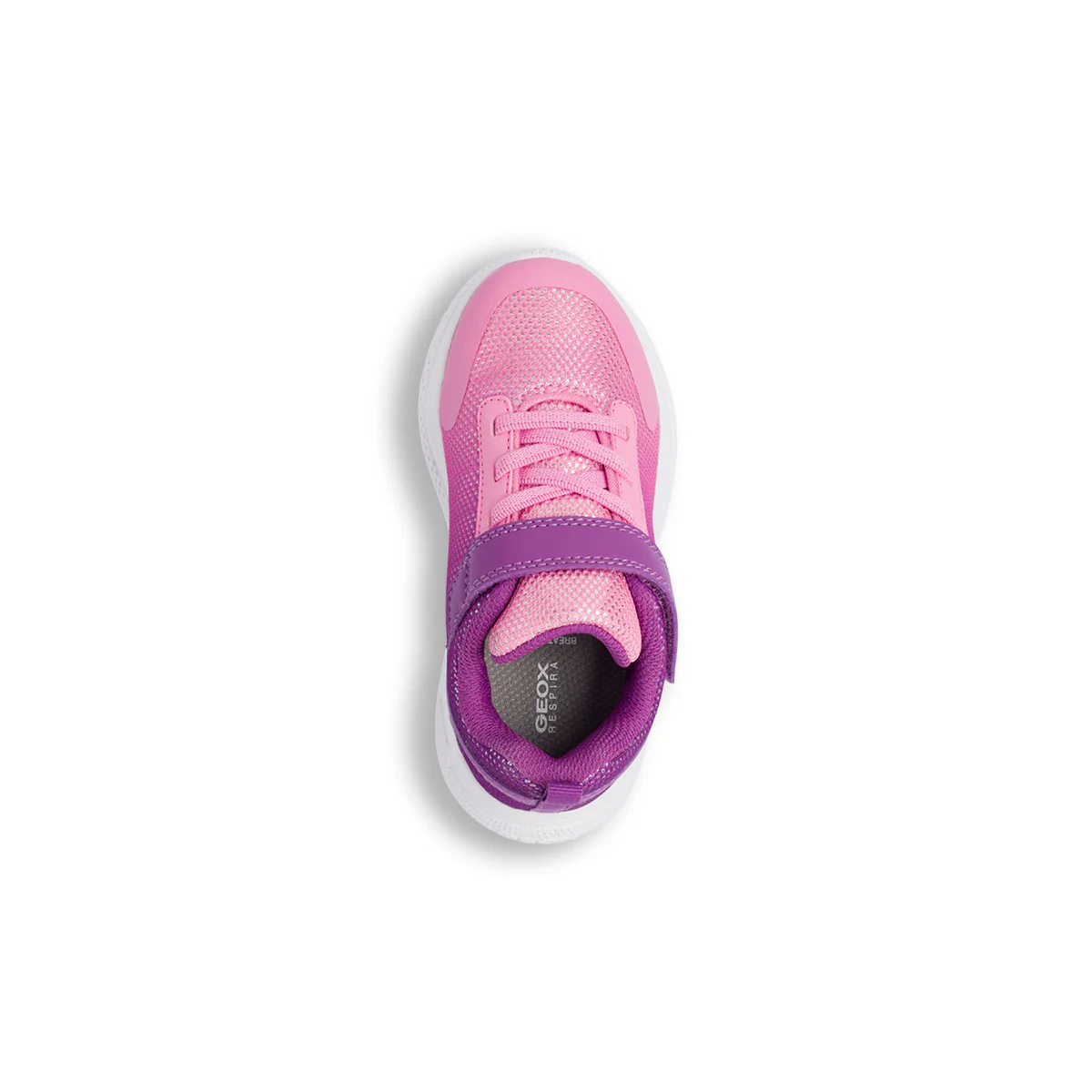 Sneakers traspiranti da bambina viola e rosa con glitter e logo Geox - Image 6