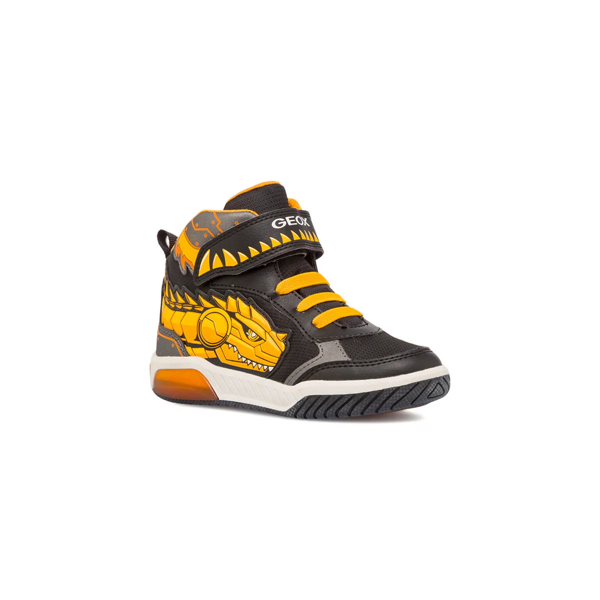 Sneakers traspiranti da bambino Geox gialle e nere con luci nella suola - Image 2