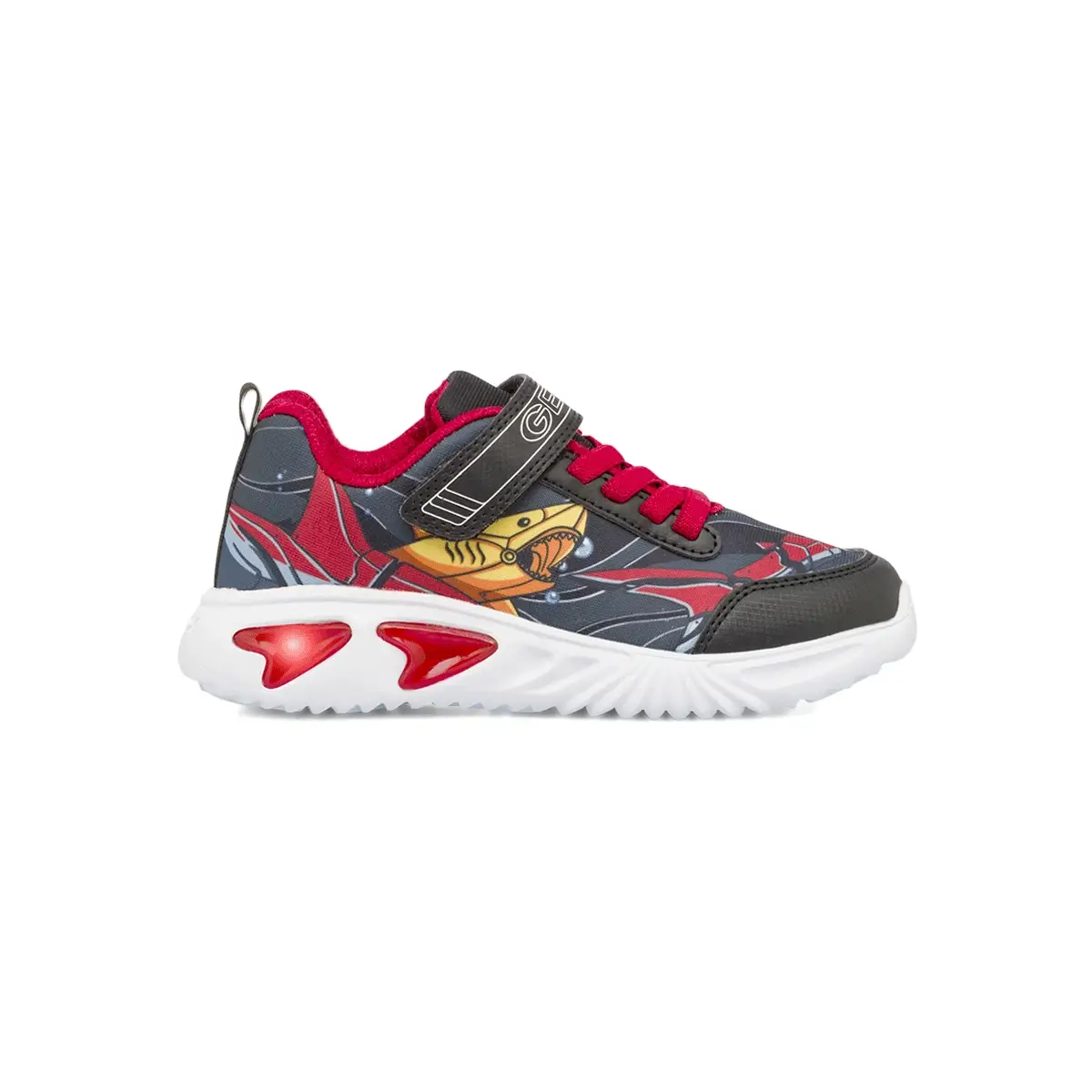 Sneakers traspiranti da Bambino Rosse e Nere e con Luci Geox