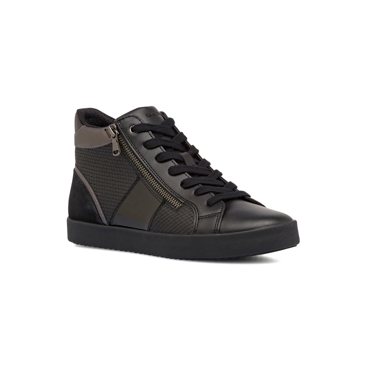 Sneakers traspiranti da donna nere in pelle con zip Geox - Image 2