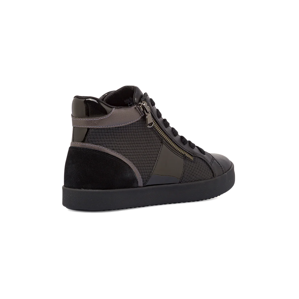 Sneakers traspiranti da donna nere in pelle con zip Geox - Image 3